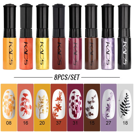 8PCS/Set 7ml Nail Stamper Polish Colorful Gold Silver White Print Art Decoration Image Plate Manicure Varnishes Lacquers Tools