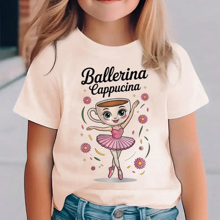 Italian Brainrot Cute Meme T-Shirt for Girls Clothes Ballerina Cappuccino Print Tee Tops Pink Summer Kawaii Outfits Streetwear