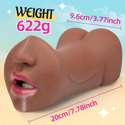 3D Deep Throat Artificial 3-in-1 Male Masturbation Cup Real Pocket Pussy Man Penis Stimulate Realistic Vagina Oral Blowjob Sex Toys