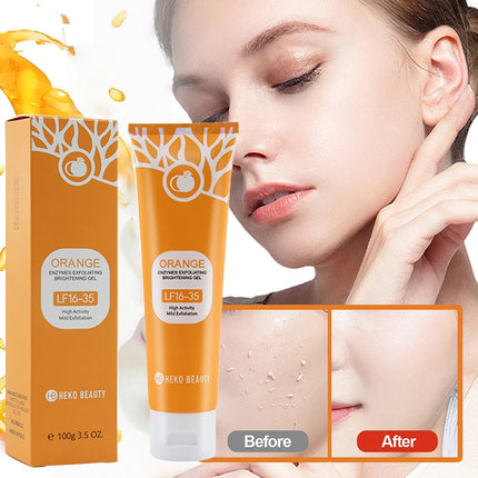 Orange Enzyme Exfoliating Gel Gentle Clean Pore Exfoliator Mild Remove Dead Skin Smooth Texture Hydrate Brighten Vitamin C Cream