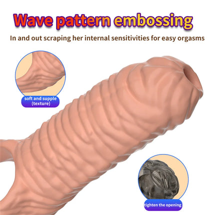 Penis Ring Enlarge Penis Sleeve Sheath Enlargement Enlarger Exposed Head Cock Cover Ring Delay Ejaculation Sexy Sex Toys for Men