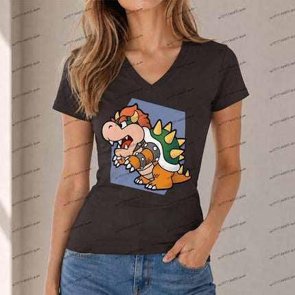 XS-5XL Female Clothing V Neck Top Women T Shirts New Cuteore Super Mario Women T-shirt Fashion Harajuku Style Summer Hot Sale