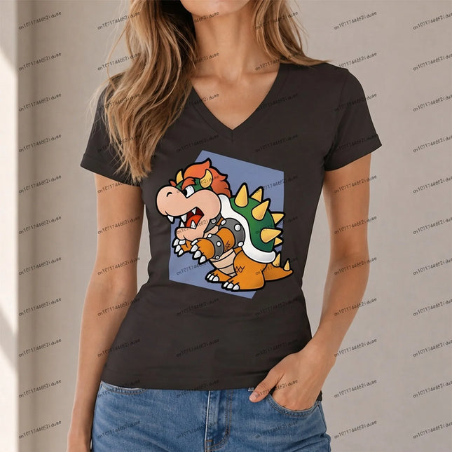 XS-5XL Female Clothing V Neck Top Women T Shirts New Cuteore Super Mario Women T-shirt Fashion Harajuku Style Summer Hot Sale