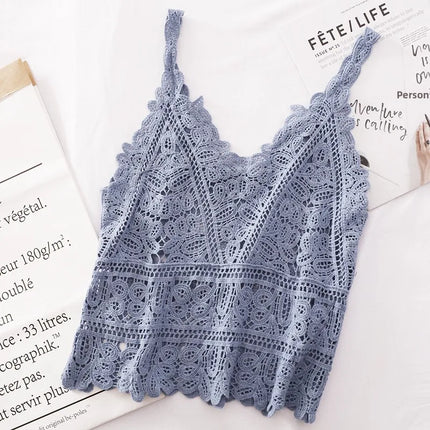 Simple Lace Hollow out Tank Top Women's Korean Sle Summer Outerwear Hoodie ort Sve Commute Sle  Color