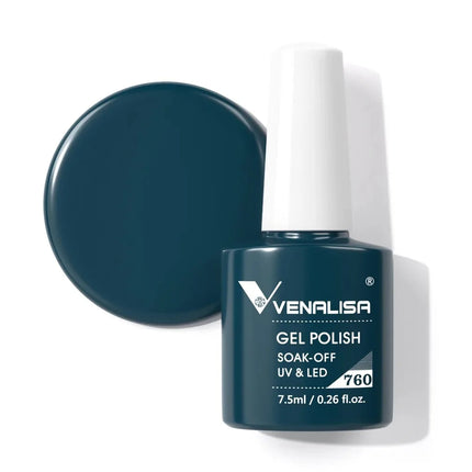 Venalisa 7.5ml Gel Nail Polish, White Cap, Glass Formula, No Wipe Top Coat, UV LED Soak-Off Glitter Color Nail Lacquer