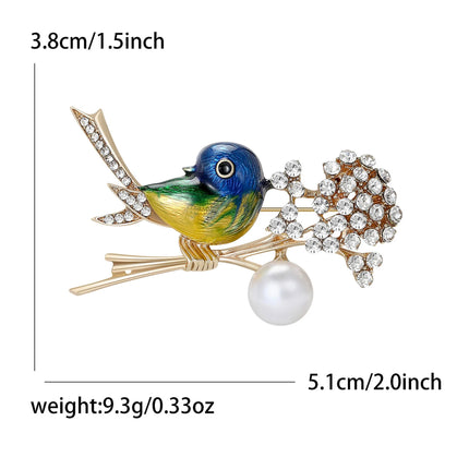 Classic Rhinestone Bird Brooches for Women Unisex Enamel Animal Pins Office Party Friend New Fashion Gifts Jewelry Accessories