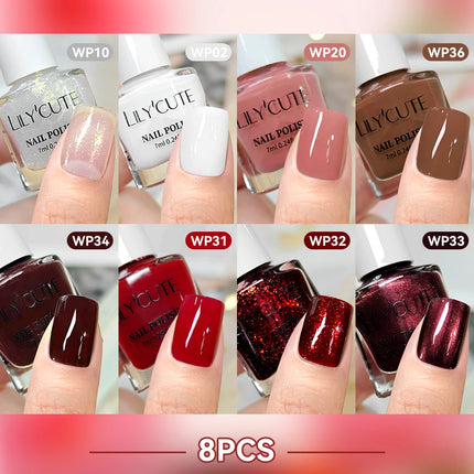 LILYCUTE 7ml 4/6/8/12Pcs Water-Based Nail Polish Set Quick Drying No Lamp Needed Glitter Nail Art Varnish For Nails Manicure