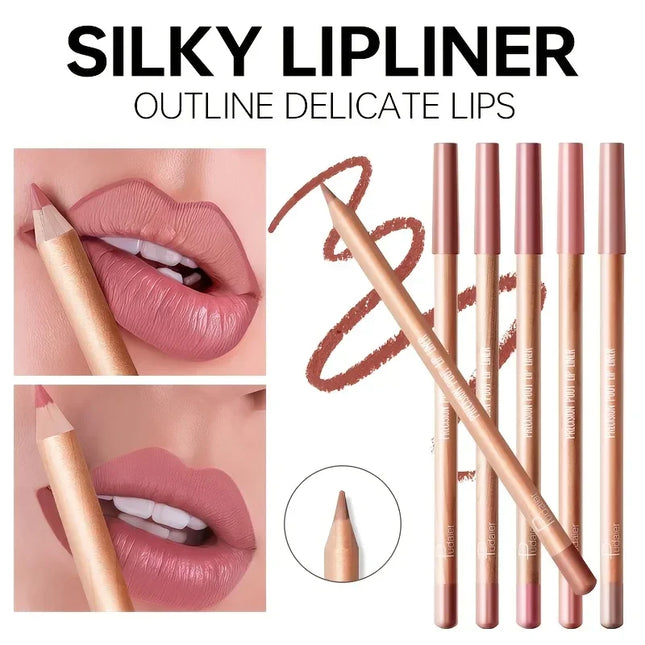 Matte Lip Liner Pencil Nude Shade, Long Lasting Waterproof Smooth Formula for Precise Lip Outline & Soft Glossy Finish