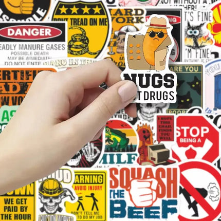150pcs Funny Hard Hat Brand Sign Cool Stickers Construction Workers Helmet Motorcycle Car Tools Laptop Bicycle Gift Stickers