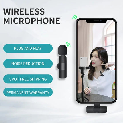 Wireless Lavalier Microphone Mini Windproof Wool Replaceable Lavalier Microphone for iPhone Android YouTube Vlog Audio Recording