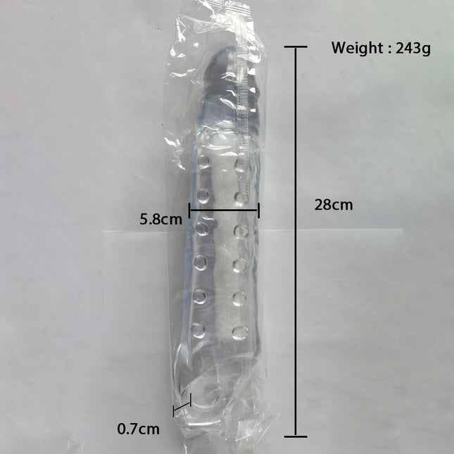Man Nuo 28CM Huge Penis Enlargemen Extender Condoms Realistic Penis Extension Sleeve Reusable Condom Cock Ring Sex Toys For Men
