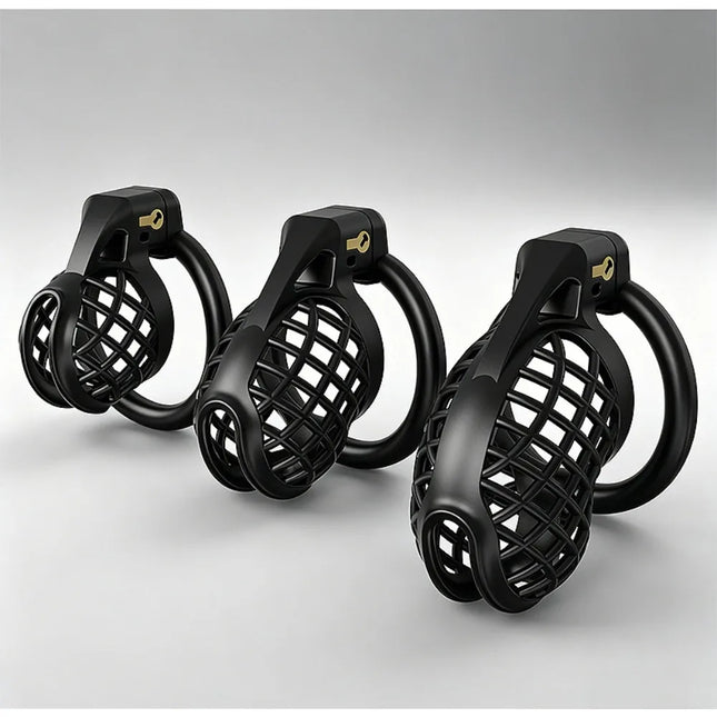 Breathable Chastity Cage for Men with 6 Rings, Copper Lock, Male Chastity Device, BDSM 3-Size Cage, Penis Exercise, Bondage Sex Toys