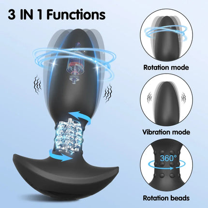 APP Control Rotation Butt Plug Anal Vibrator for Men Women 360° Wiggle Prostate Massager Anal Plug for Gay Sex Toy for Men