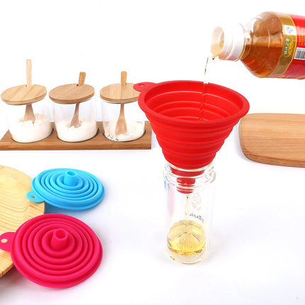 3 pc Silicone Collapsible Foldable Funnel Household Kitchen Cooking Tools Portable Wine Mini Portable Oil Pot Funnel