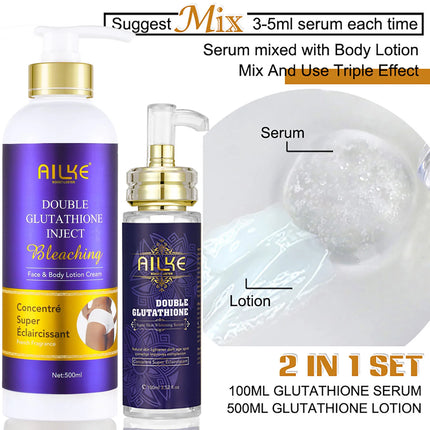 AILKE Glutathione 5-in-1 Women Skin Care Kit, With Body Lotion,  Serum, Dark Spot Removal Cream, Body Cream, Brightening Soap