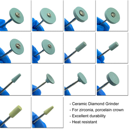 5pcs Dental Polisher Ceramic Diamond Grinding Head Stone Zirconia Ceramics Emax Crowns Grinder Quick Polishing Burs