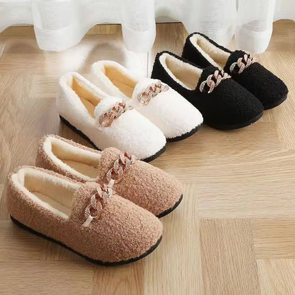 Womens Winter Slippers Warm Short Plush House Shoes Laides Slip on Moccassins Fashion Lady Flats Loafers Non Slip