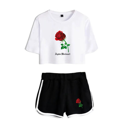 Youthful Payton Moormeier T-shirts shorts Pants Dew navel Sport Girls Short Sleeve Suits Sexy Girls Summer Two Pieces sets