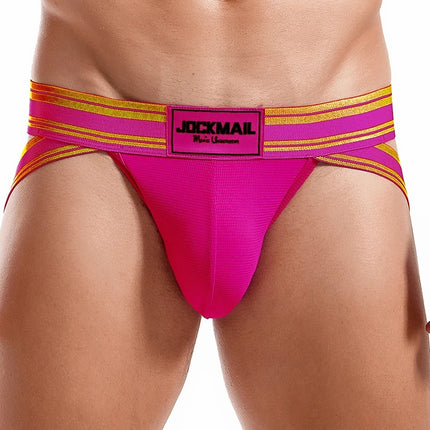 JOCKMAIL Men Jockstrap Thong  Mens Bikini Briefs Sexy Gay Underwear Nylon Mesh Hip Lift Mesh Quick Dry Sports Wear Panties
