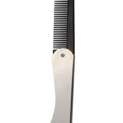 1pc Foldable Anti Static Pocket Steel Comb Men's Oil Head Portable Beard Comb Foldable Styling Tool Special for Real Hair Wigs