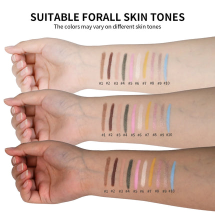 Waterproof 10 Colors Crease-proof Eyeshadow Pencil Stick Lasting Glitter Shimmer Matte Eye Shadow Highlighter Pen Eyes Makeup