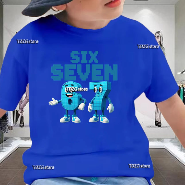 Summer Funny Six Seven 67 Digit Print Children's T-Shirt Casual Cotton Boys Short Sleeve Fashion Comfortable Kids Sport Clothes
