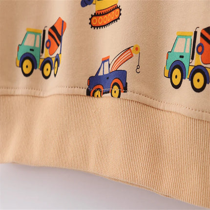 Boys Long Sleeve Hooded Sweatshirts Cars Print Autumn Spring Kids Sport Shirts 2-7T All Print Baby Children's Clothing