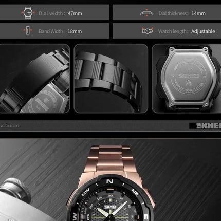 SKMEI 1370 Luxury Full Steel Business Waterproof Watch Relogio Masculino Watch Men Fashion Sport Quartz Clock Mens Watches