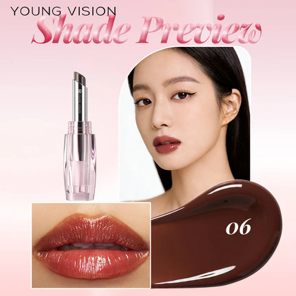 6 Colors Crystal Glossy Lipstick - Moisturizing Tinted Lip Balm,  Shimmer, Transparent Tube, Long-Lasting Hydration,