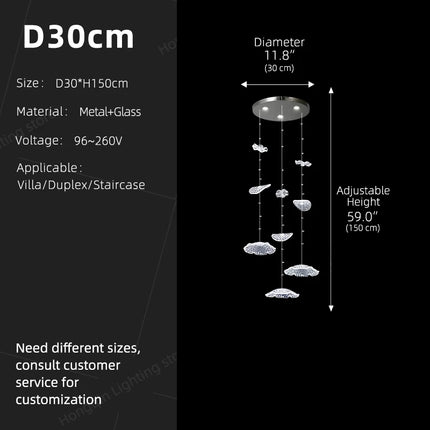 Duplex Loft Glass Ceiling Hanging Lamp Stair Chandelier Nordic Minimalist Long Staircase Chandelier Pendant Light Lighting