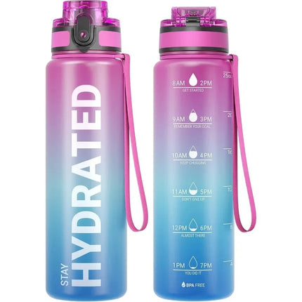 32oz Water Bottle Motivational Sport Water Bottle Leakproof Drinking Bottles Outdoor Sports Travel Kettle Drinking Water Bottle