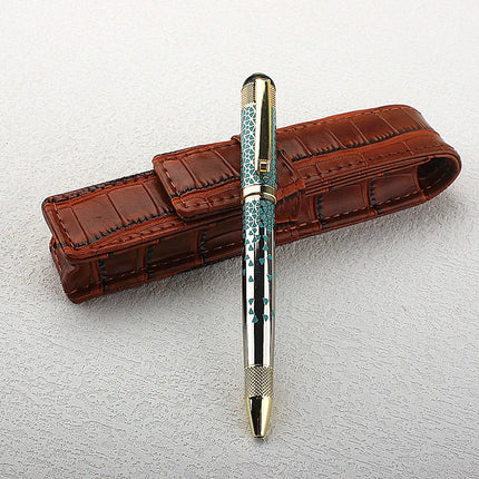Metal Ballpoint Pen Retractable Signature Pen Crest Style Metal Housing Black Ink Medium Point 0.7mm Smooth Writing