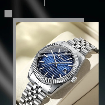 CHENXI 004D Fashion Original Classic Watches for Men Stainless Steel Band Quartz Date Display Male Sport Waterproof Wristwatch
