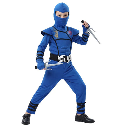 Boy/Girl Ninja Costume Toddler Masked Warrior Performance Outfit Halloween Anime Roleplay Holiday Carnival Party Costume