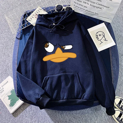 Funny Cartoon Print Hoodie for Woman All Season Daily Casual Sporty Hooded Sweatshrits Female Home Outdoor Comfort Warm Pullover