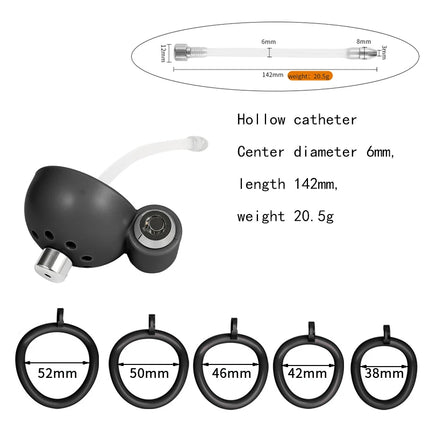 Male Chastity Cage Reusable Hollow Catheter with Concealed Lock Comfortable Cock Ring Device Invisible Wear Urethral Plug