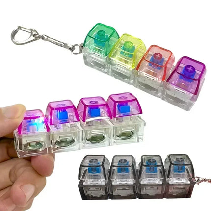 #LED Keyboard Keychain Fidget Toys Crystal Clicker Sensory Toy for Stress Relief Keyboard Keychain Fidget Gadget for Adults Kids