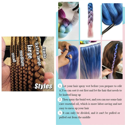 Jumbo Braiding Hair Ombre Colors Mix Braiding Hair Kanekalon Synthetic Hair 3pcs Rainbow Colors Extensions Music Festival