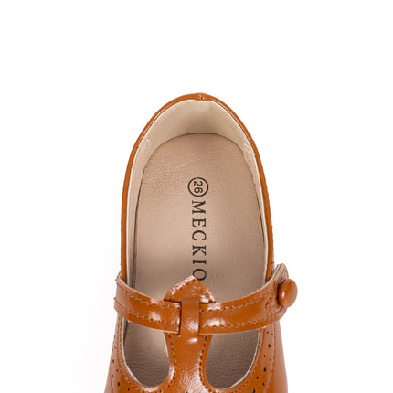 Toddler Little Kid Girls Mary Jane Flats Comfortable Perforated Leather Strap Casual Dress Shoes Versatile Party School Shoes
