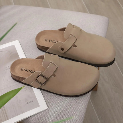 Kidmi Summer Clogs for Women Men Suede Clogs Adjustable Buckle Slip-on Cork Footbed Mules Clogs Antislip Sole Slippers Unisex