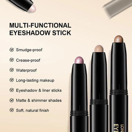 10 Colors Longwear Crease-proof Eyeshadow Pencil Stick Lasting Glitter Shimmer Matte Eye Shadow Highlighter Pen Eyes Makeup Too