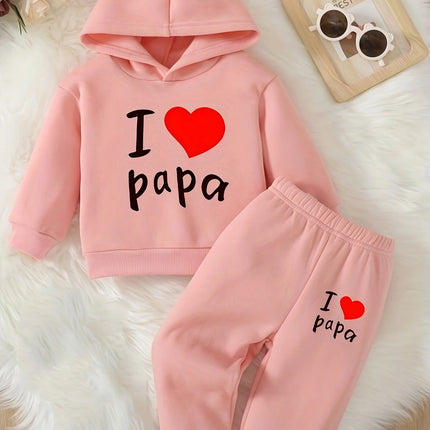 Newborn baby girl's English printed fleece hoodie and sporty casual pants are suitable for outdoor use