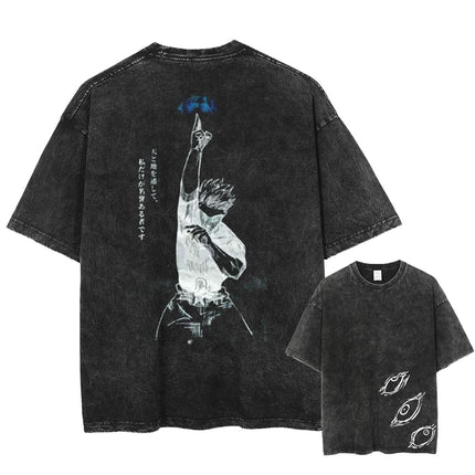 Gojo Satoru Jujutsu Kaisen T Shirt Men Women Tshirt Washed Cotton T-shirt Clothing Summer Short Sleeve Oversized Tees Streetwear