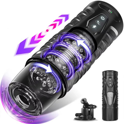 Male Masturbator Sex Toys for Men Male Sex Toy with 7 Thrusting 7 Rotating Pocket Pussy Hands Free Sex Machine LCD Display 18+