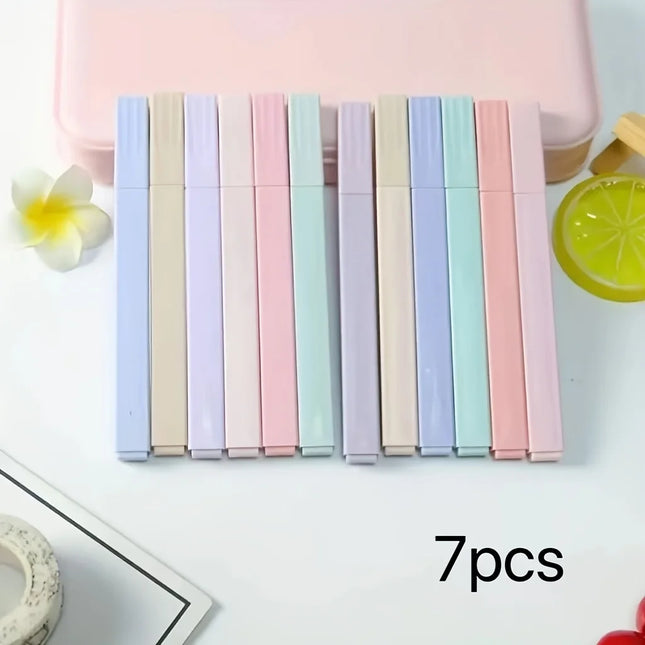 7-Piece Pastel Fluorescent Pen Set Smooth Writing Markers for Office Art School Supplies 7 Vibrant Colors Assorted Pack