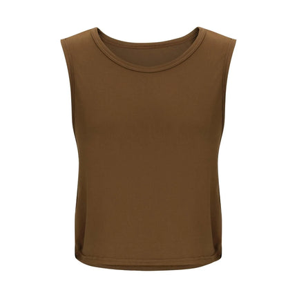 Women Sleeveless Yoga Tops Breathable Blouse Cover Up Gym Workout Cool T-Shirt Running Short Tank Crop Top Athletic Vest