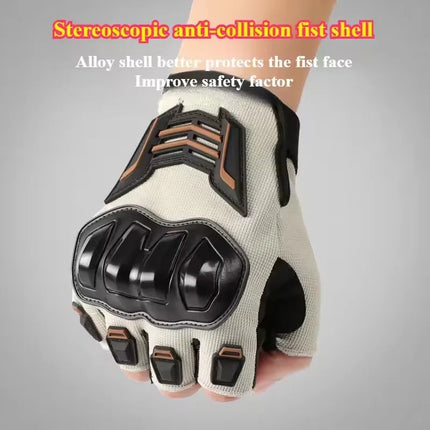 Half Finger Motorcycle Gloves, Breathable Anti-Slip Wear Resistant Anti-Fall Racing Gloves for Outdoor Cycling & Electric Bike
