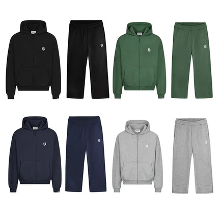Gothic Retro Graphic Loose Sports Zipper Hoodie Suit Men's and Women's Y2K New Harajuku Hip-Hop Casual Joker Pants Street Wear