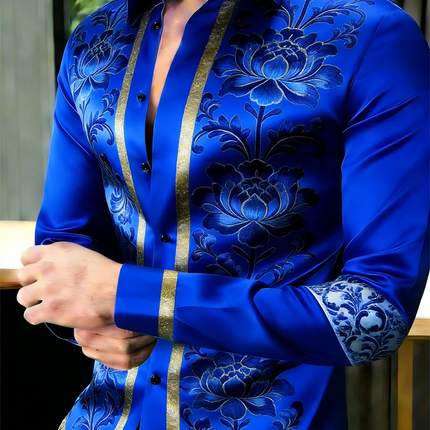 New 11 color men's flower pattern 3D printed long sleeved shirt, high-quality shirt casual long sleeved lapel top