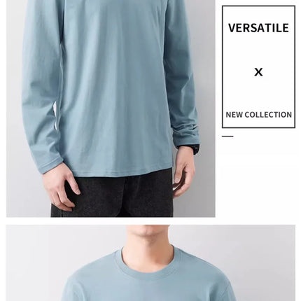 Fast Delivery T-Shirts Men Long Sleeves Tee Tops Male Autumn Plain Cotton T-shirts Plus Size 4XL 5XL Undershirts Man Clothing